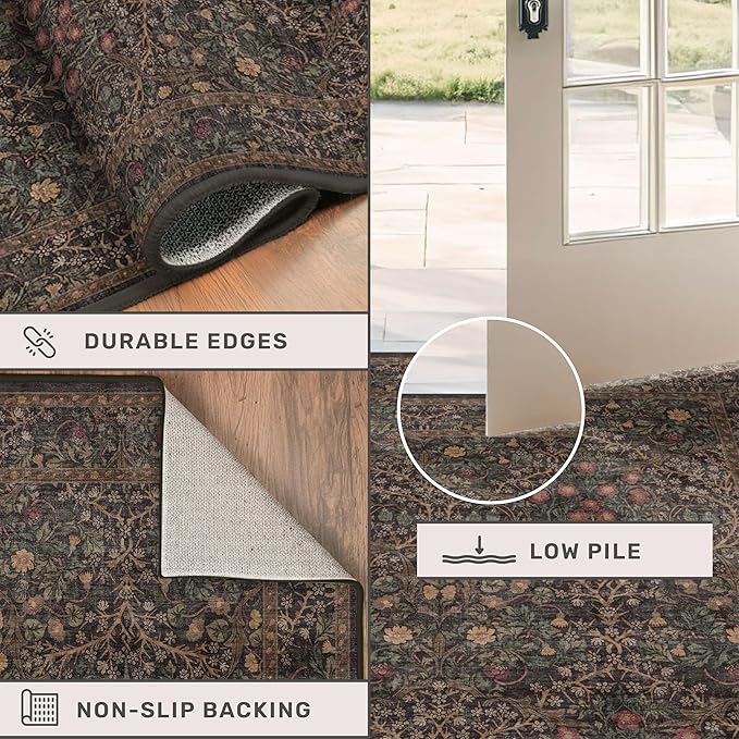 Vintage Washable Dark Brown Rugs - Image 5