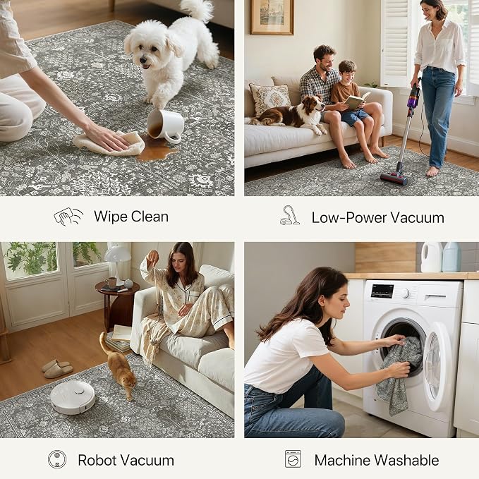 Bavni Area Rugs for Living Room, 5x7 Area Rugs Non-Slip Washable，Ultra-Thin - Image 2