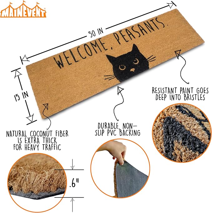 MAINEVENT Welcome Peasants Cat Doormat 50x15 Inch, Large Welcome Mat - Image 2