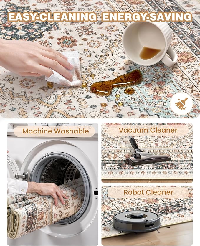 Washable Rugs 8x10 Area Rugs for Living Room, Non-Slip Backing Large Rug for - Image 8