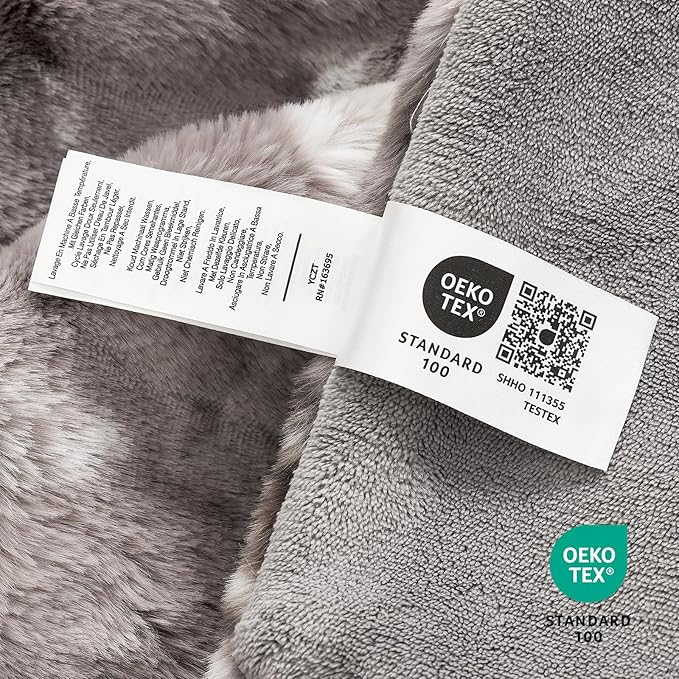 Cozy Bliss Deluxe Striped Rabbit Faux Fur Throw Blanket, Soft Fluffy Warm Plush - Image 5