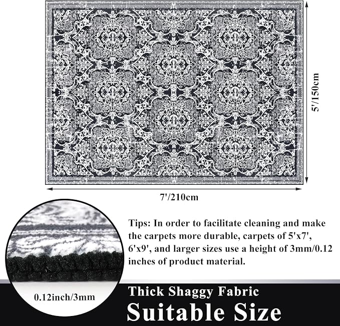 Vaukki Hallway Runner Rug, Vintage Shaggy Soft Laundry Rug Runner, Non Slip - Image 2