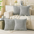 Set of 4 Grey Decorative Throw Pillow Covers 16x16 Inch Corduroy Pillow Covers by Cozoomy