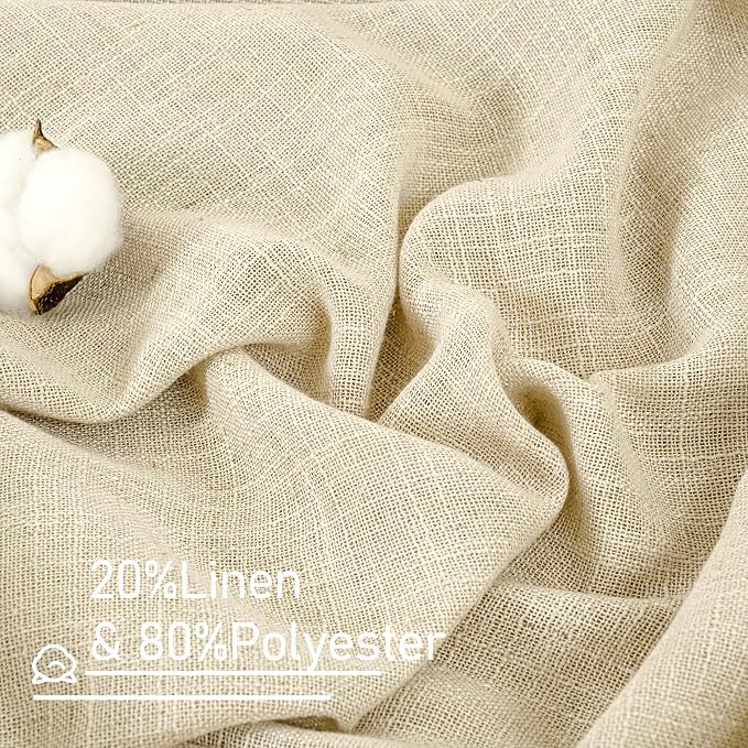 LAMIT Beige Linen Curtains for Living Room 2 Panels Set, 84 Inch Linen Textured - Image 2