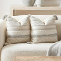 BlissBlush Gray Decorative Throw Pillow Covers 20x20 Combo Set of 2 Square Boho by BlissBlush
