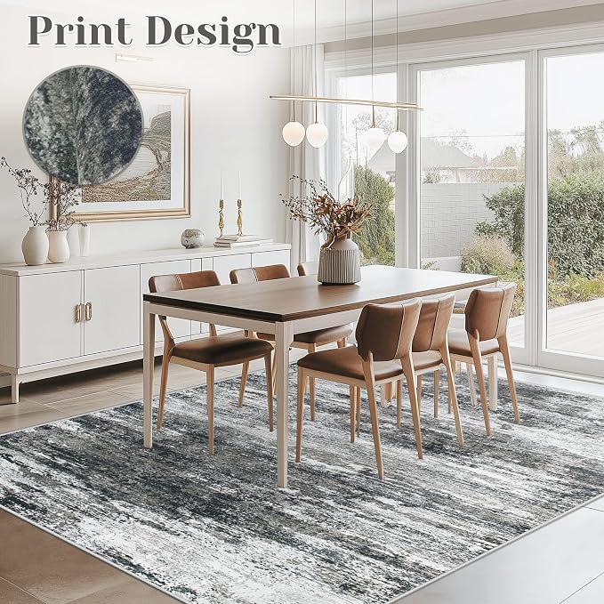 Washable Rug 6x9 Area Rugs for Living Room: Neutral Soft Rug Abstract Non Slip - Image 2