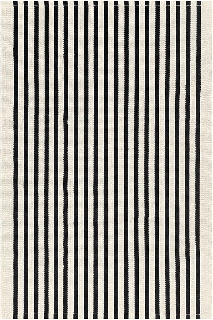KOZYFLY Black and Beige Striped Rug 4x6 Ft Area Rug Washable Indoor Outdoor Rug - Image 8