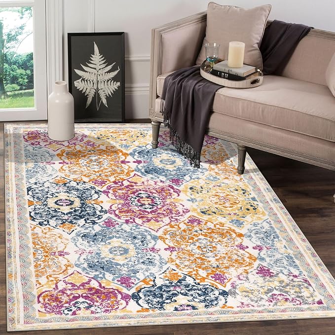 Vaukki Living Room Rug, Vintage Shaggy Soft Laundry Rug, Non Slip Kitchen Area by Vaukki