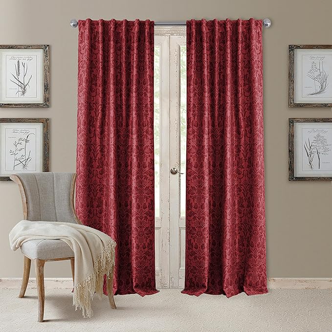 Elrene Home Fashions Antonia Floral Damask Blackout Single Window Curtain Panel by ElreneHomeFashions