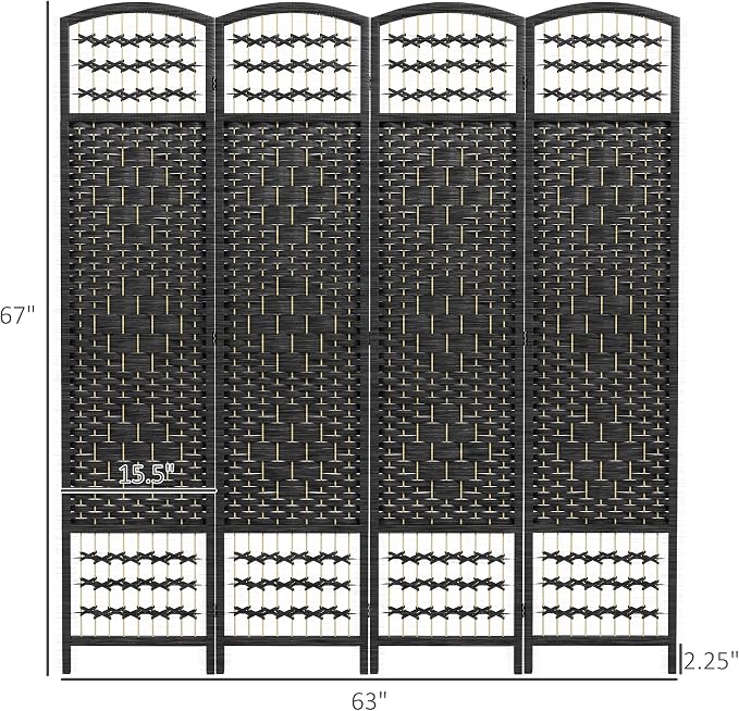 HOMCOM 4 Panel Room Divider, Folding Privacy Screen, 5.6' Room Separator - Image 7