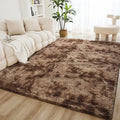 Litanika 8x10 Shag Area Rug for Living Room Bedroom, Tie-Dyed Brown High Pile by Litanika