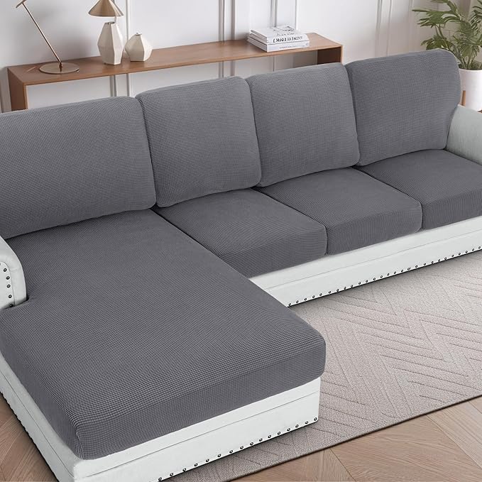 H.VERSAILTEX Sectional Couch Covers 4 Pieces Sofa Seat Cushion Covers L Shape by HVERSAILTEX