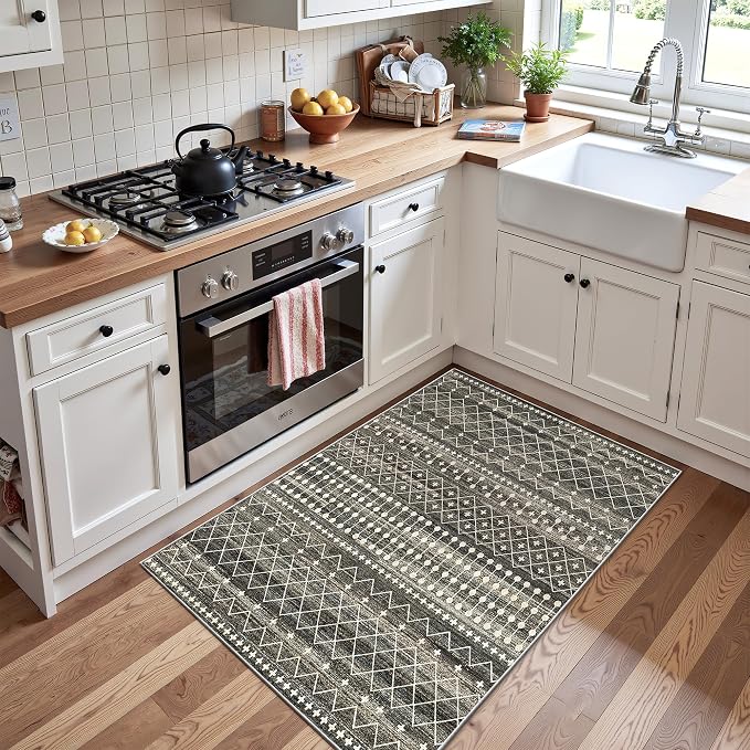 Miukiki 2x3 Entryway Rug Moroccan Washable Non Slip Indoor Floor Carpet - Image 5
