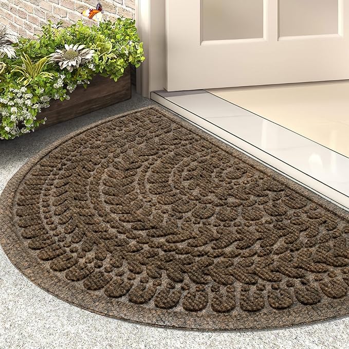 RORA Half Circle Door Mat Front Door Mat Outside Entrance Welcome Mats Outdoor by RORA