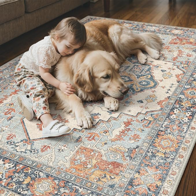 GENIMO 8x10 Area Rugs for Living Room, Machine Washable Non Slip Rugs, Low Pile - Image 3