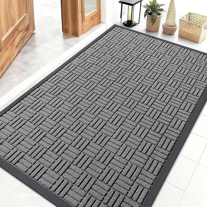 OLANLY Front Door Mat Outside Entrance 47x32, Heavy Duty Sturdy Natural Rubber by OLANLY