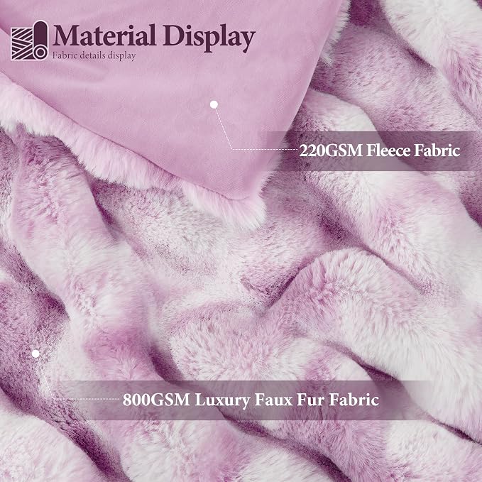Touchat Luxury 1000GSM Faux Rabbit Fur Throw Blanket - Image 2