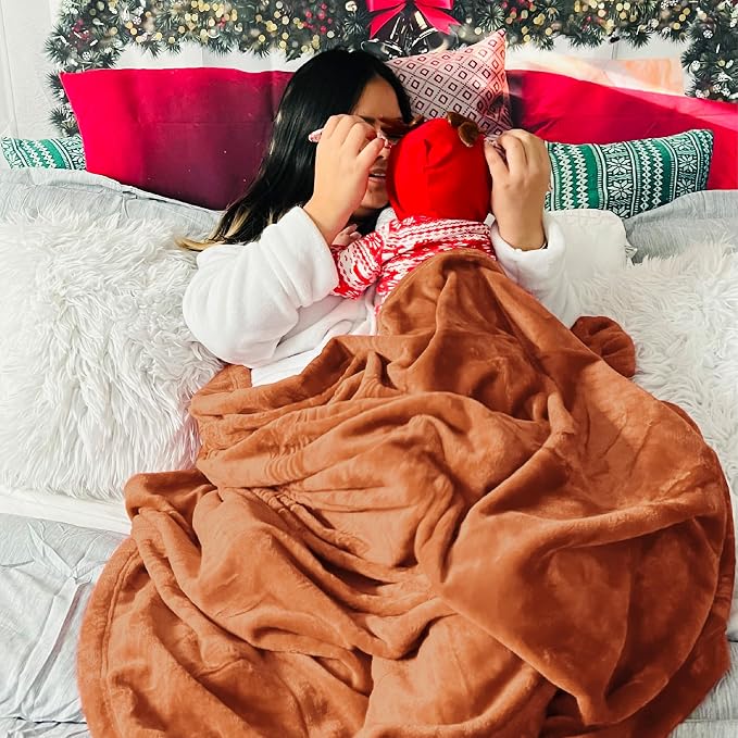 Bedsure GentleSoft Burnt Orange Fleece Throw Blanket - Image 5