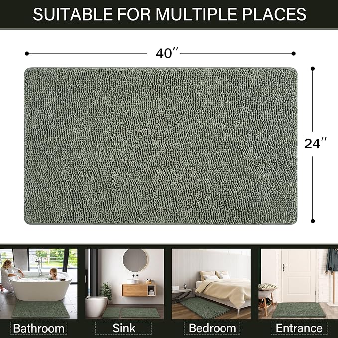LOCHAS Luxury Bathroom Rug Shaggy Bath Mat 24 x 40 Inch, Washable Non Slip Bath - Image 2