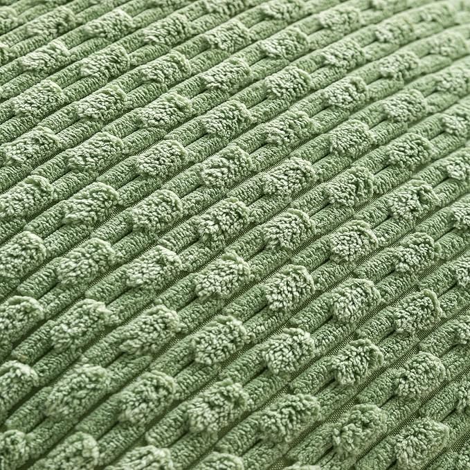 Set of 4 Sage Green Decorative Throw Pillow Covers 24x24 Inch Corduroy Pillow - Image 4