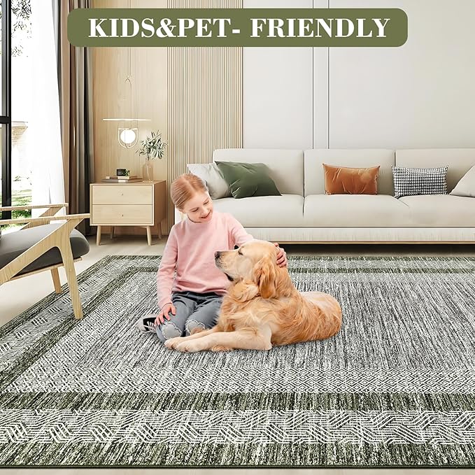GarveeHome Modern Geometric Area Rug 4x6 Distressed Bordered Washable Non Slip - Image 9