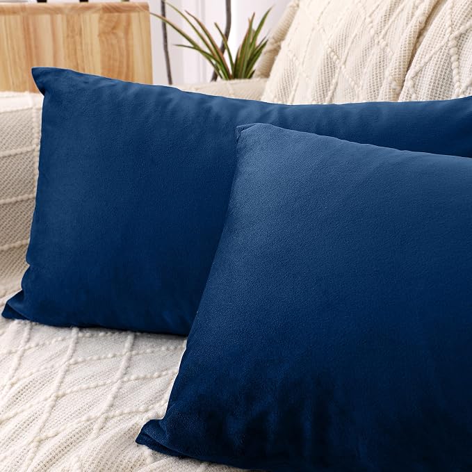 NiNi ALL Decorative Throw Pillow Covers Velvet 20x30 Inch Pack of 2 Dark Blue - Image 2