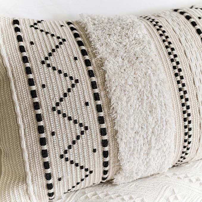 BlissBlush 12x20 Lumbar Pillow Cover, Cream Neutral Rectangular Decorative - Image 9