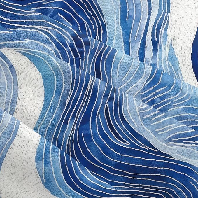 Navy Blue and White Wavy Throw Pillow Covers 18x18 Set of 2, Modern Abstract - Image 6