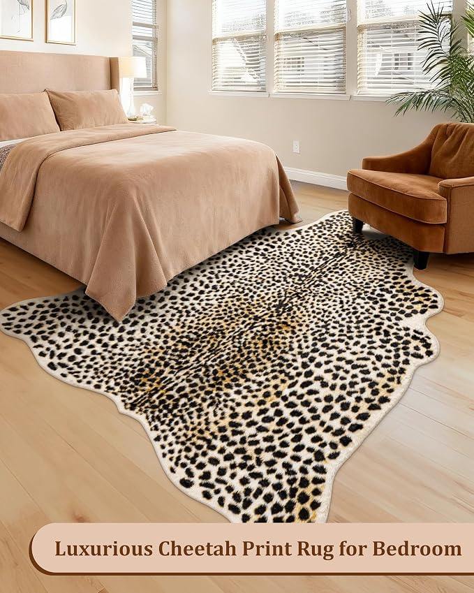Leopard Print Rug Cheetah Carpet: 4.4x5.8ft Faux Cowhide Skin Mat Animal - Image 7