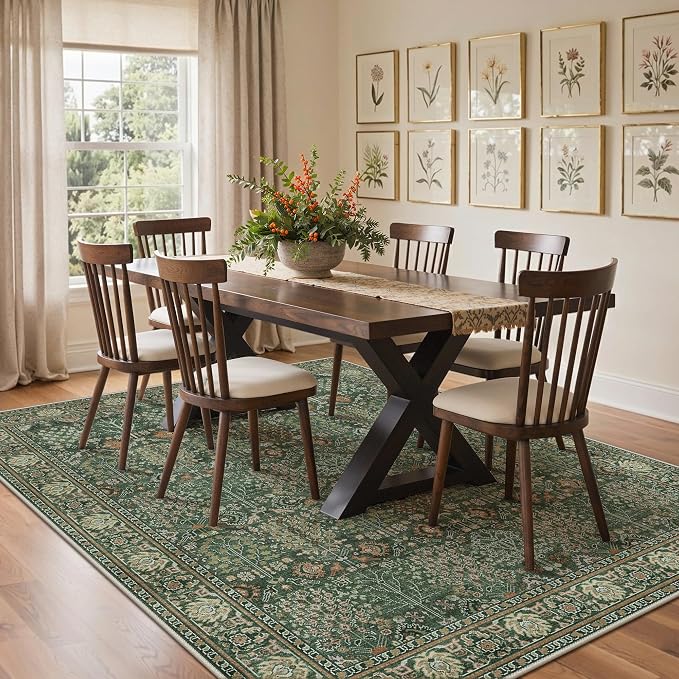 Bavni Washable Rugs 8x10-Machine Washable Rug Lightweight Low Pile, Vintage - Image 4