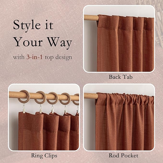 MYSKY HOME Curtains for Living Room 84 Inches Long Light Filtering Semi Sheer - Image 4