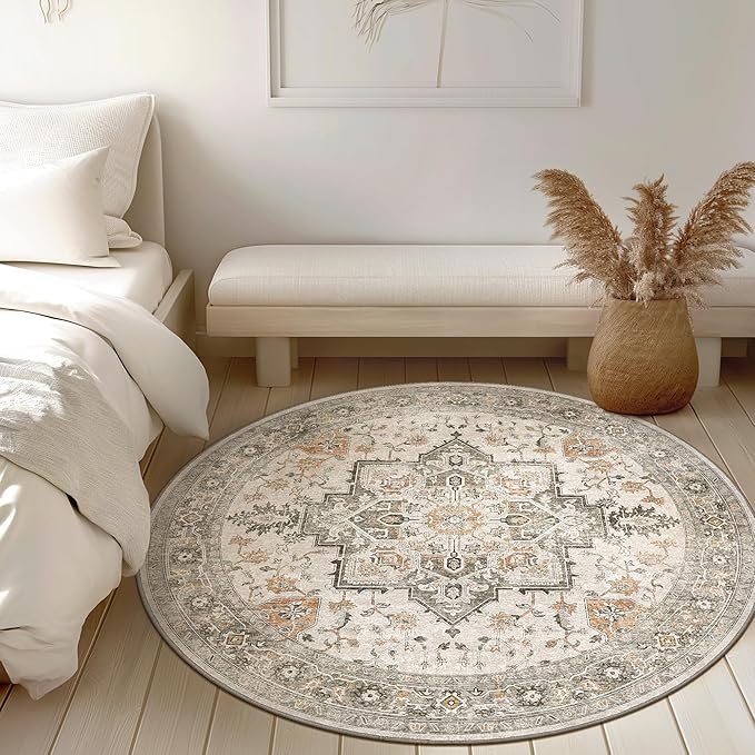 GENIMO 7FT Round Area Rugs for Living Room, Circle Rugs Machine Washable Low - Image 2