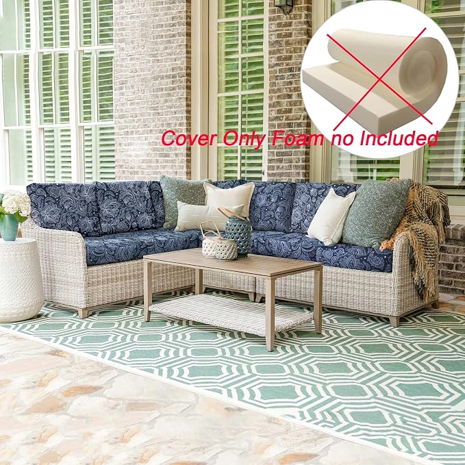 NettyPro Outdoor Patio Chair Seat Cushion Covers Set 4, Water Resistant UV - Image 6