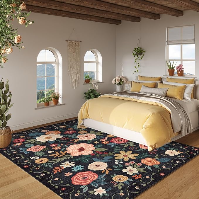 DUKINO 9x12 Area Rug, Floral Rugs - Image 3