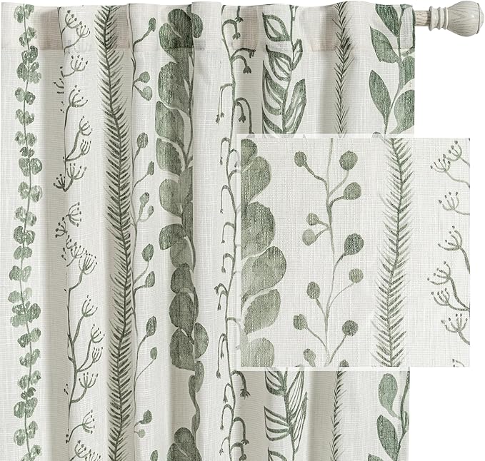 MEETSKY Sage Green Curtains 108 Inches Long 2 Panels Boho Curtains by MEETSKY