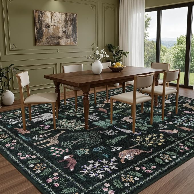 5x7 Area Rugs Living Room Rug: Vintage Washable Rug Floral Soft Carpet Indoor - Image 3