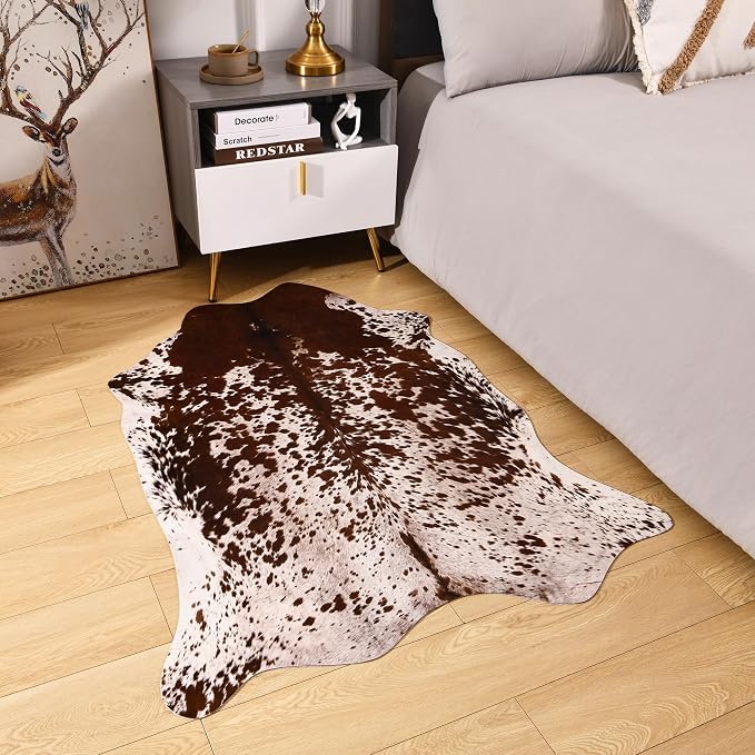 Easycozy Faux Cowhide Large Cow Print 3 x 4 Feet Thickened Elastic Rug - Image 5