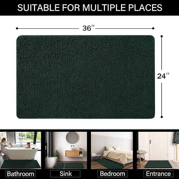 LOCHAS Luxury Bathroom Rug Shaggy Bath Mat 24 x 36 Inch, Washable Non Slip Bath - Image 2