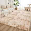 Litanika 9x12 Shag Area Rug for Living Room Bedroom, Tie-Dyed Beige High Pile by Litanika