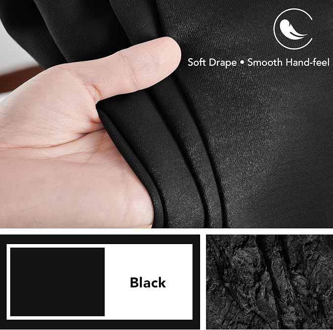 Deconovo Blackout Curtains, Thermal Insulated, W70 x L108 2 Panels, Back Tab - Image 7