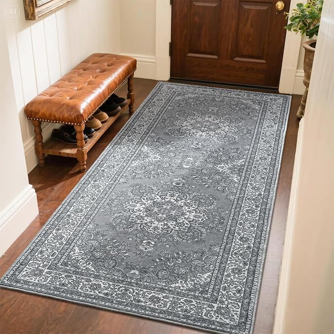 Runner Rug for Bedroom, 2x6 Non-Slip Vintage Area Rug, Machine Washable Boho by Rtizon