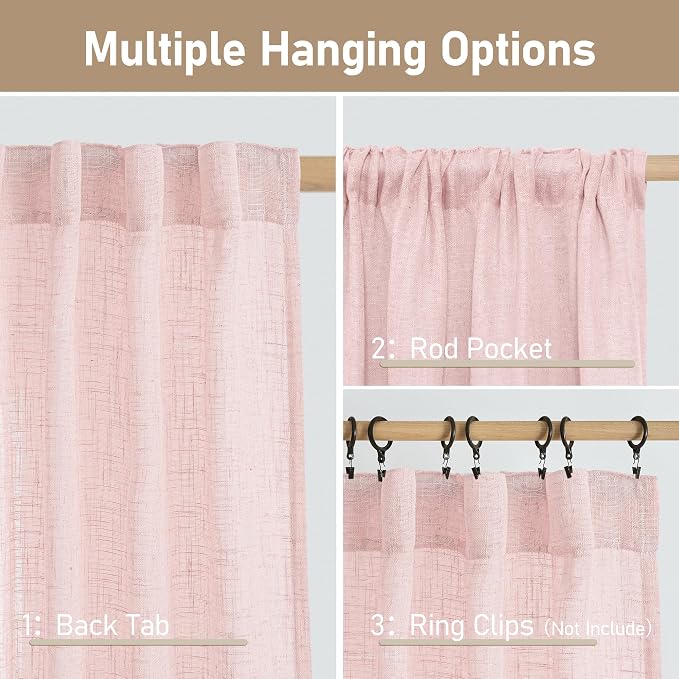 LAMIT Sheer Linen Curtains 63 Inch - Image 3