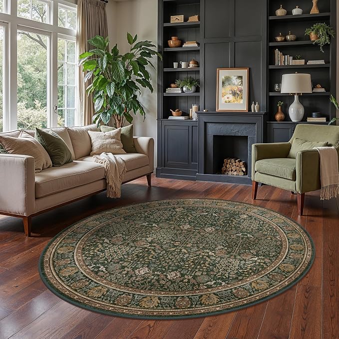 Bavni Round Rug 6ft-Machine Washable Area Rugs Non-Slip by BAVNI