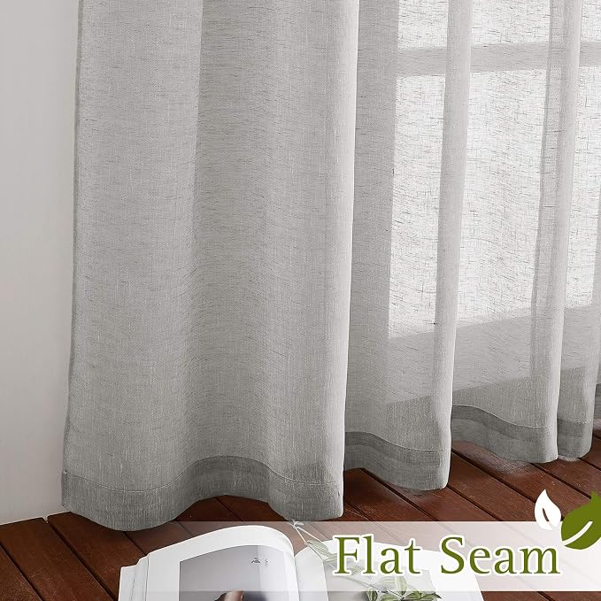 NICETOWN Patio Curtain for Sliding Door W100 x L84, Extra Wide Grommet Linen - Image 6
