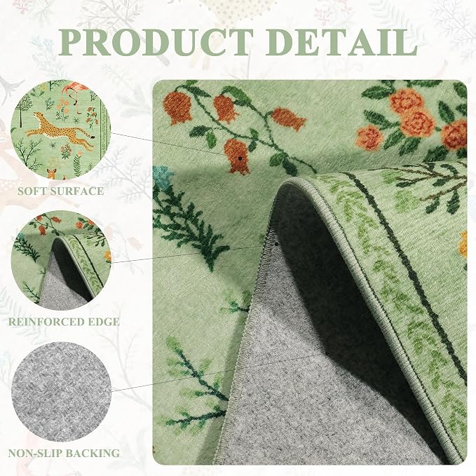 DUKINO 6x9 Rug, Washable Animal Living Room Rug - Image 5
