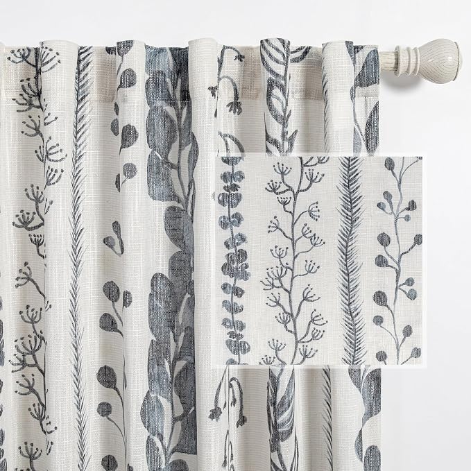 MEETSKY Curtains 63 Inches Long Boho Linen Style Curtains by MEETSKY