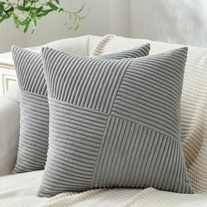 Topfinel Set of 2 LightGrey Decorative Throw Pillow Covers 18x18 Inch by Topfinel