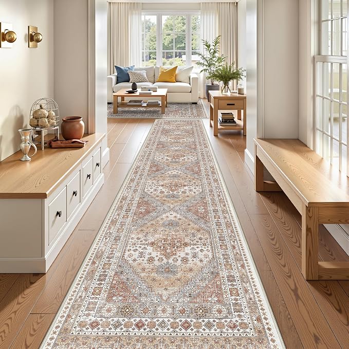 3x14 Runner Rug for Hallway, Non-Slip Long Kitchen Mats for Floor, Vintage - Image 3