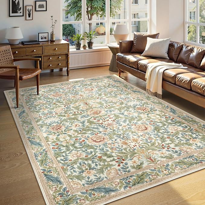 LIVEBOX Beige 5x7 Area Rugs, Machine Washable Rugs by LIVEBOX