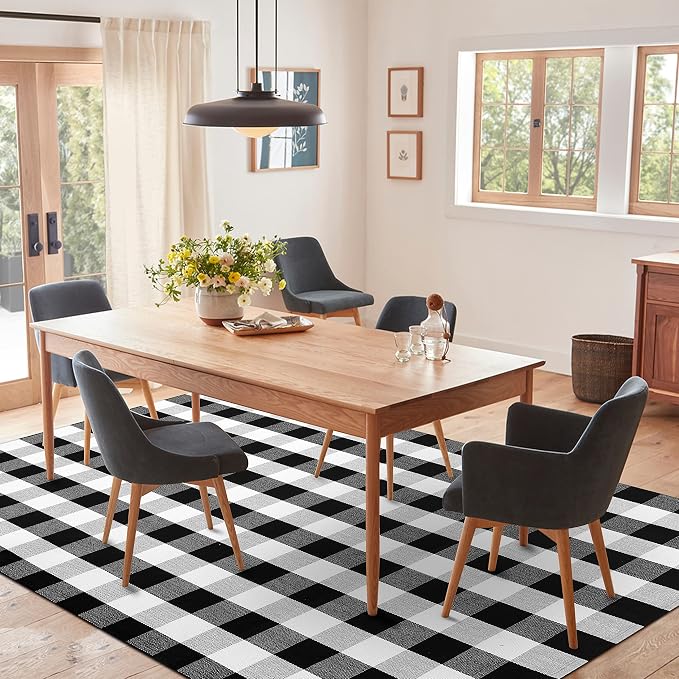 IOHOUZE Buffalo Plaid Rug 5x7 Ft Indoor Outdoor Rug, Washable Rugs - Image 3